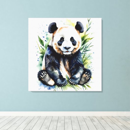 Prachtige Waterverf Panda Beer Canvas Afdruk (Insitu (Houten vloer))