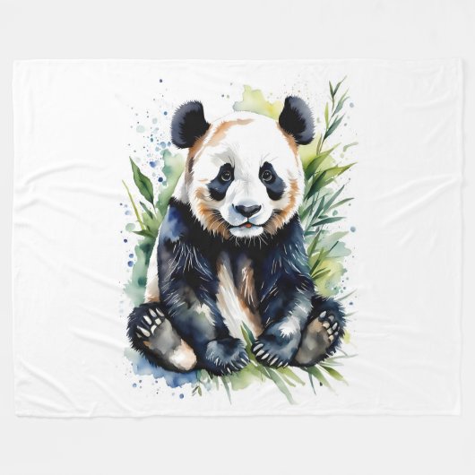 Prachtige Waterverf Panda Beer Fleece Deken (Voorkant (Horizontaal))