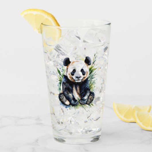Prachtige Waterverf Panda Beer Glas (Voorkant ijs)