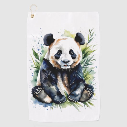 Prachtige Waterverf Panda Beer Golfhanddoek (Voorkant)