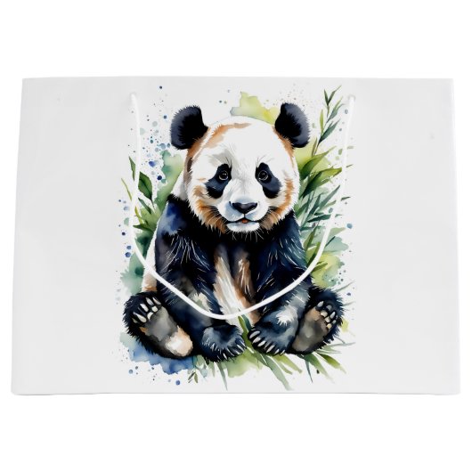 Prachtige Waterverf Panda Beer Groot Cadeauzakje (Voorkant)