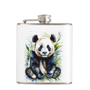 Prachtige Waterverf Panda Beer Heupfles