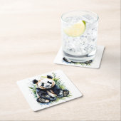 Prachtige Waterverf Panda Beer Kartonnen Onderzetters (Insitu)