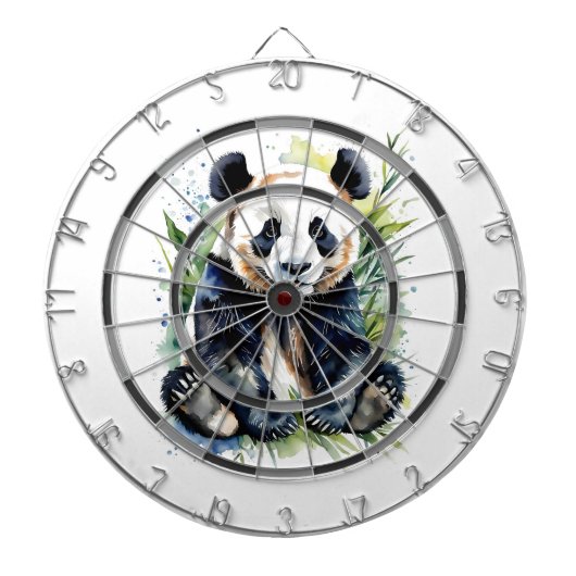 Prachtige Waterverf Panda Beer Regeling Dartbord (Voorkant)