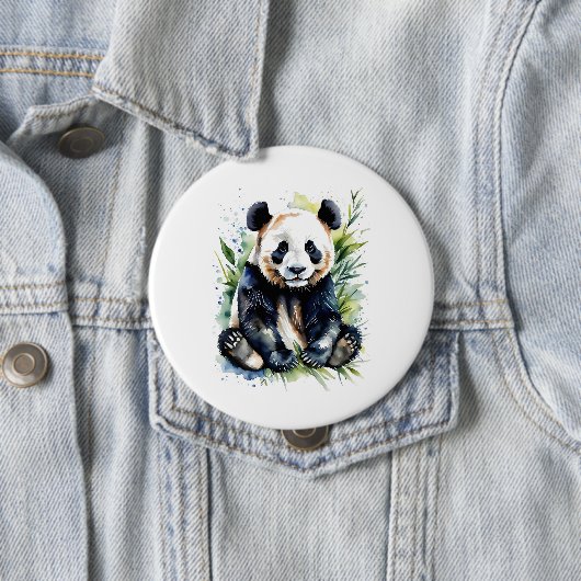 Prachtige Waterverf Panda Beer Ronde Button 4,0 Cm (In situ)