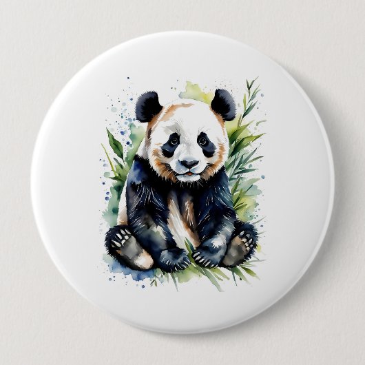 Prachtige Waterverf Panda Beer Ronde Button 4,0 Cm (Voorkant)