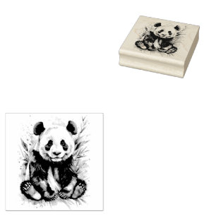 Prachtige Waterverf Panda Beer Rubberstempel