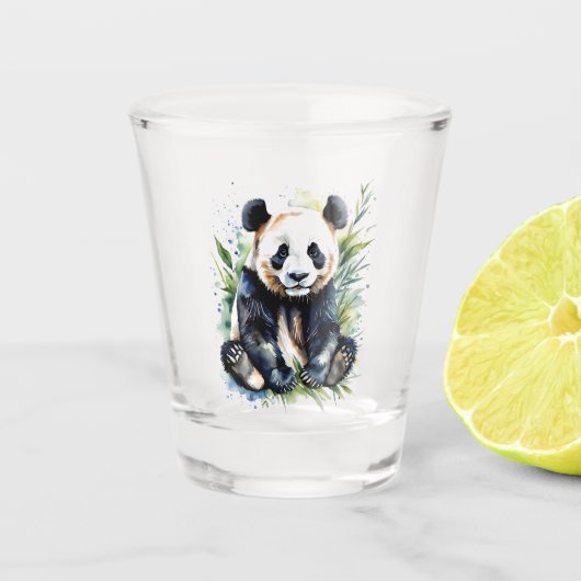 Prachtige Waterverf Panda Beer Shot Glas (Voorkant)