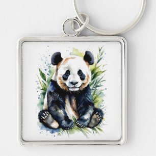 Prachtige Waterverf Panda Beer Sleutelhanger