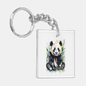 Prachtige Waterverf Panda Beer Sleutelhanger (Voorkant Links)