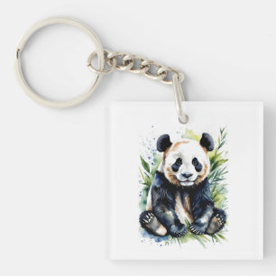 Prachtige Waterverf Panda Beer Sleutelhanger