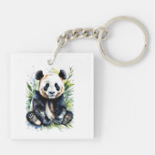 Prachtige Waterverf Panda Beer Sleutelhanger (Achterkant)