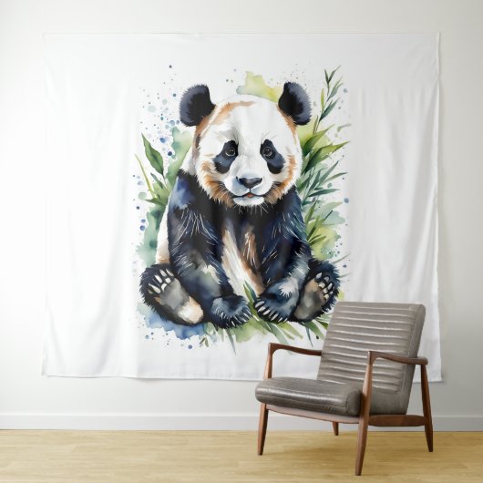 Prachtige Waterverf Panda Beer Wandkleed (In Situ (horizontaal))