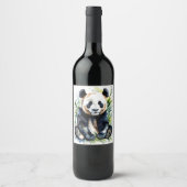 Prachtige Waterverf Panda Beer Wijn Etiket (Voorkant)
