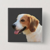 Prachtige Waterverf Pin Button Happy Beagle (Voorkant)