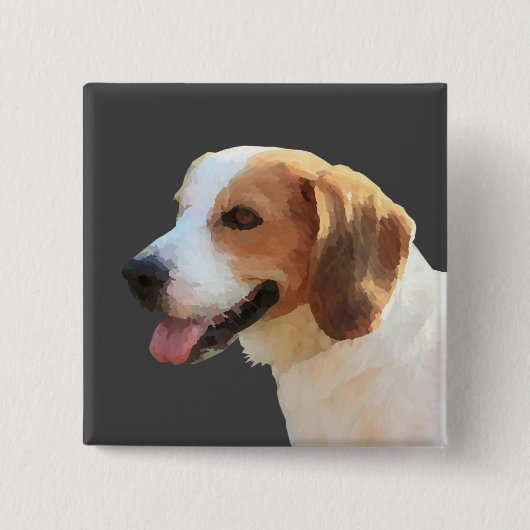 Prachtige Waterverf Pin Button Happy Beagle (Voorkant)