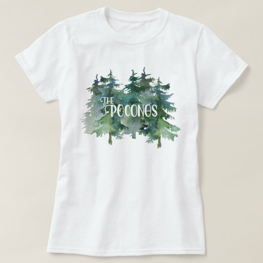 Prachtige waterverf Pine Treedt met de Poconos T-shirt (Design voorkant)