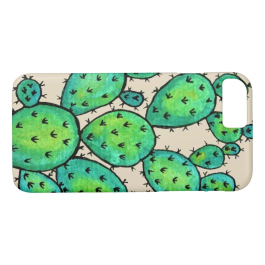 Prachtige Waterverf Prickly Cactus Case-Mate iPhone Case (Achterkant (Horizontaal))