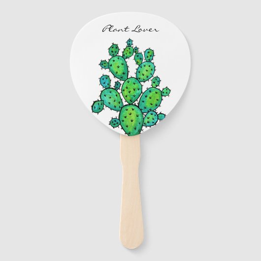 Prachtige Waterverf Prickly Cactus Handwaaier (Voorkant)