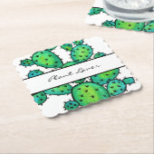 Prachtige Waterverf Prickly Cactus Kartonnen Onderzetters (Gebogen)