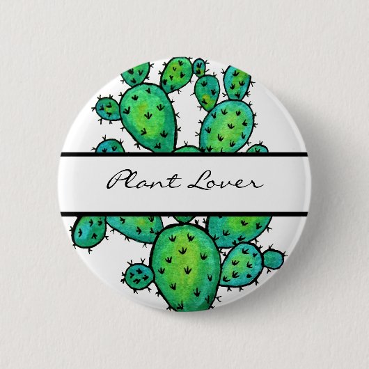 Prachtige Waterverf Prickly Cactus Ronde Button 5,7 Cm (Voorkant)