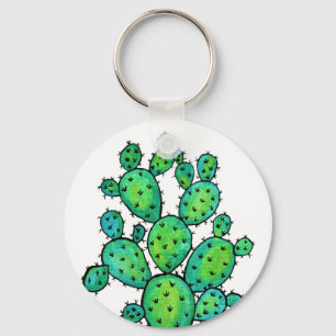 Prachtige Waterverf Prickly Cactus Sleutelhanger