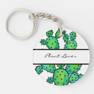 Prachtige Waterverf Prickly Cactus Sleutelhanger