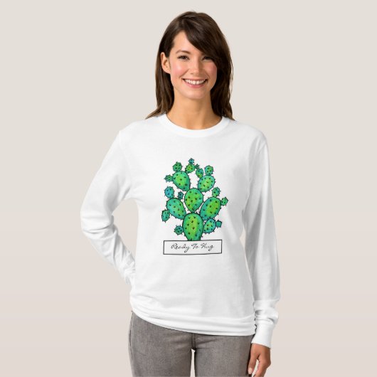 Prachtige Waterverf Prickly Cactus T-shirt (Voorkant volledig)