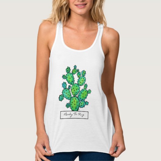 Prachtige Waterverf Prickly Cactus Tanktop (Voorkant)