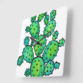 Prachtige Waterverf Prickly Cactus Vierkante Klok (Hoek)