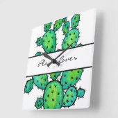 Prachtige Waterverf Prickly Cactus Vierkante Klok (Hoek)