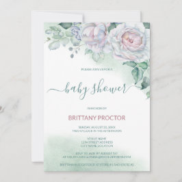 Prachtige Waterverf Roos Baby shower Kaart