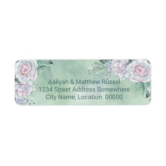 Prachtige Waterverf Roos Etiket (Voorkant)