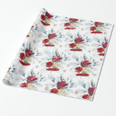 Prachtige waterverf roos met winterstaarten cadeaupapier (Uitgerold)