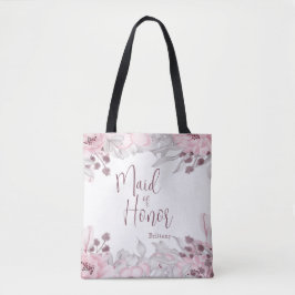 Prachtige Waterverf Roze Floral Maid of Honor Tote Bag