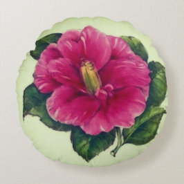 Prachtige Waterverf Roze Hibiscus Flower Rond Kussen