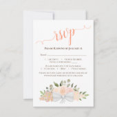 Prachtige Waterverf Rozen bruiloft met koraalpeach RSVP Kaartje (Voorkant)