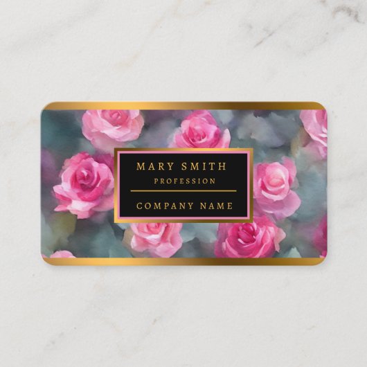 Prachtige Waterverf Rozen Collectie Visitekaartje (Voorkant)