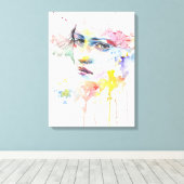 Prachtige Waterverf Schilderen van een vrouw op Canvas Afdruk (Insitu (Houten vloer))