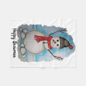 Prachtige waterverf sneeuwman met sjaal en pet fleece deken (Voorkant (Horizontaal))