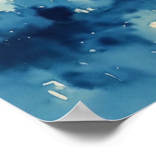 Prachtige waterverf stijl blauw, vogelvliegen acro poster (Hoek)