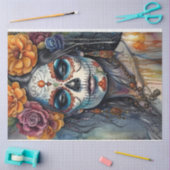 Prachtige Waterverf Sugar Skull Vrouw Decoupage Tissuepapier (Craft)