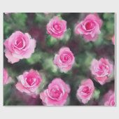Prachtige Waterverf Trendy Pink Roses Collectie Cadeaupapier (Vlak)