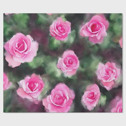 Prachtige Waterverf Trendy Pink Roses Collectie Cadeaupapier (Vlak)