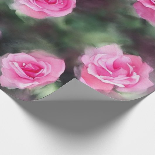 Prachtige Waterverf Trendy Pink Roses Collectie Cadeaupapier (Hoek)