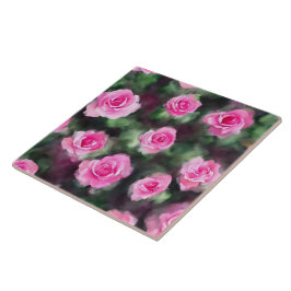 Prachtige Waterverf Trendy Pink Roses Collectie Tegeltje