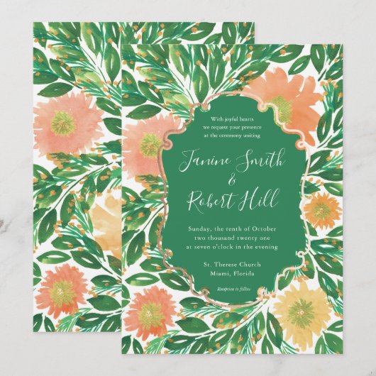 Prachtige Waterverf van bloemen Kaart (Voorkant / Achterkant)