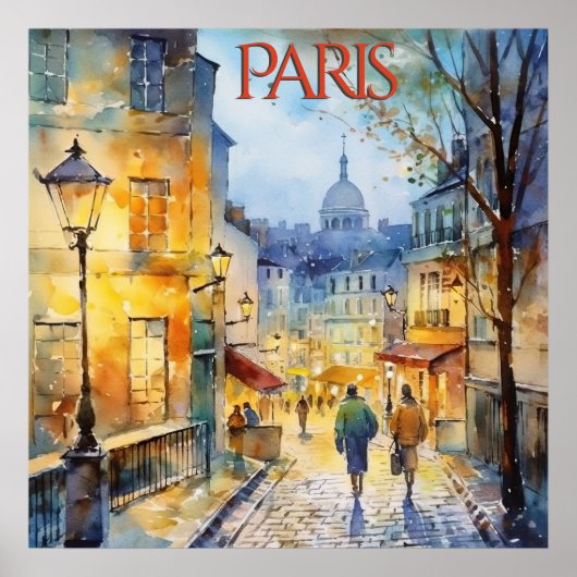 Prachtige Waterverf van Paris Travel Poster (Voorkant)