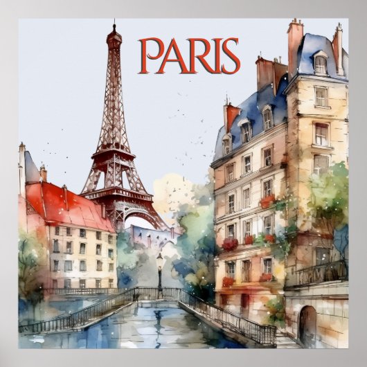 Prachtige Waterverf van Paris Travel Poster (Voorkant)