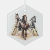 Prachtige Waterverf van wilde paarden Glas Ornament (Voorkant)
